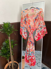 Load image into Gallery viewer, Sheer Red Floral Kimono

