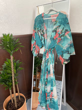 Load image into Gallery viewer, Sheer Tourquoise Kimono Robe
