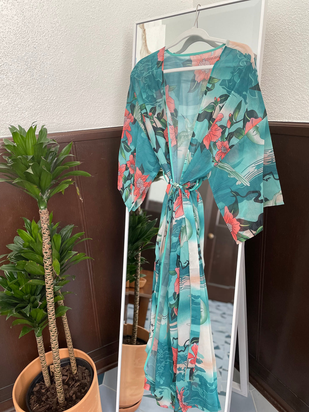 Sheer Tourquoise Kimono Robe